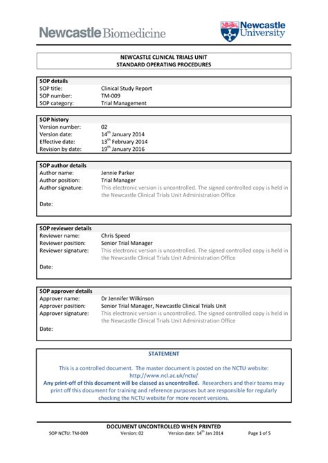 clinical trial final report template